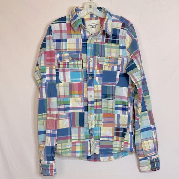Abercrombie & Fitch Other - Abercrombie and Fitch Patchwork Plaid Madras Muscle Fit Shirt, Size M